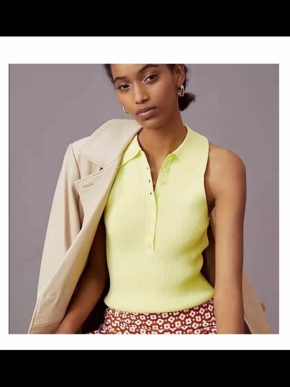 Anthropologie Sleeveless Collared Rib Knit Top in yellow Women